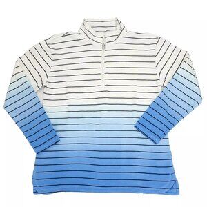 1/4 Zip Sweatshirt Blue Ombre Stripe Pullover